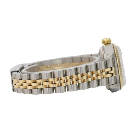 ROLEX DATEJUST CREAM TAPESTRY INDEX DIAL 18KY FLUTED JUBILEE TWOTONE WATCH 69173 - Picture 5 of 9